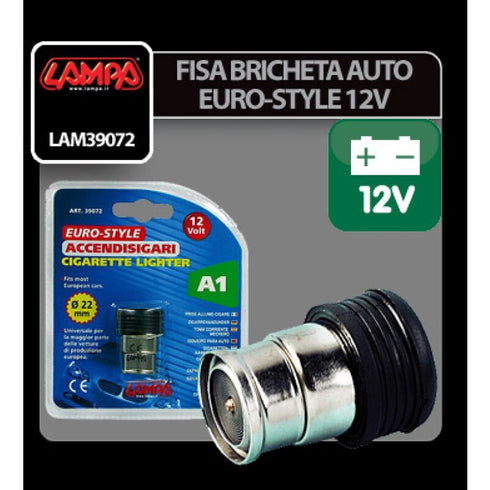 Fisa bricheta auto Euro-Style - Ø 22mm - 12V